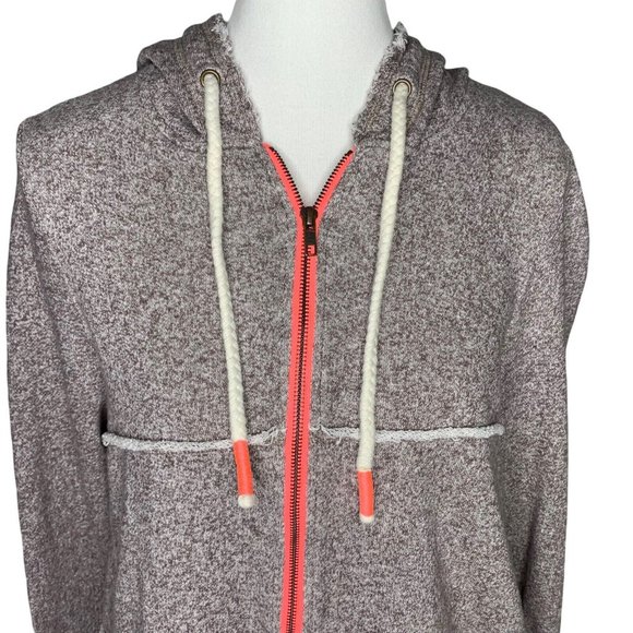 Fresh Produce Swift Front Zip Hooded Jacket With Raw Edges Size M/L Brown Coral - Picture 2 of 9